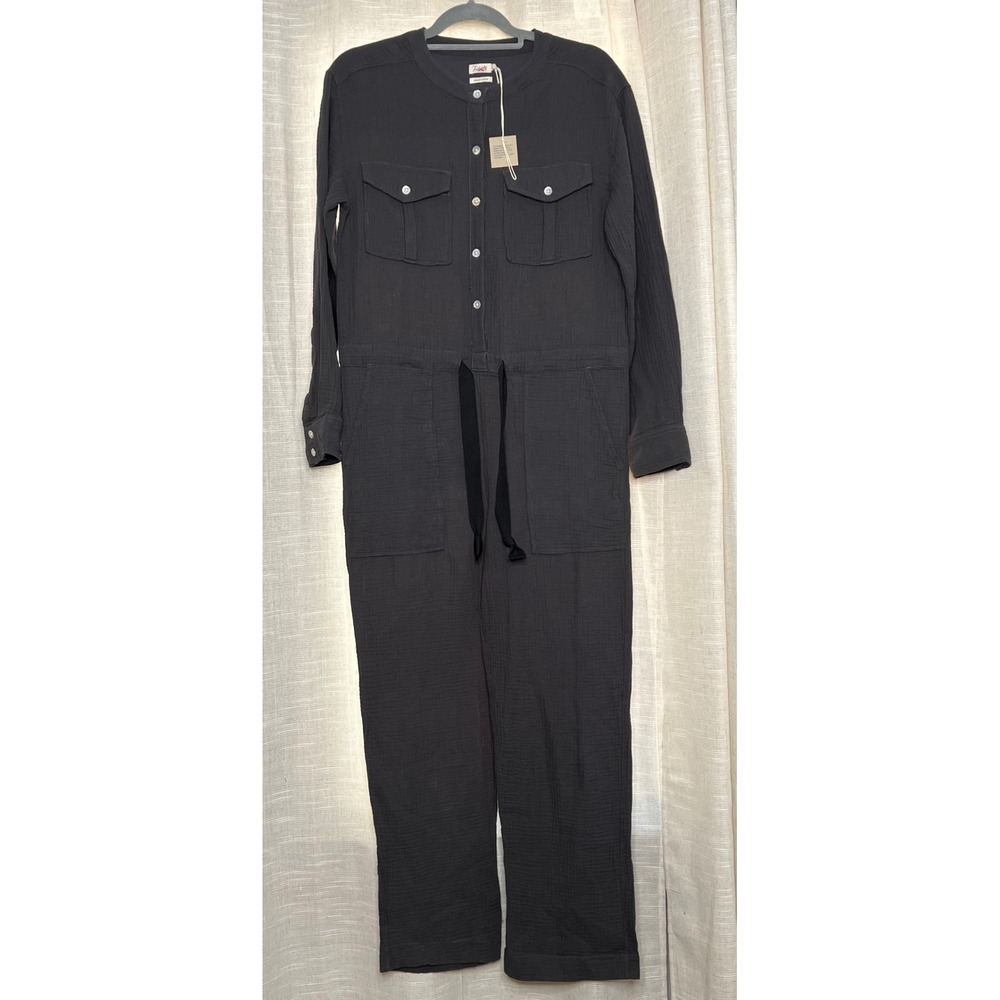 NWT Faherty Dream Cotton Gauze Jumpsuit Washed Black Organic Women's Size Small‎ - Picture 2 of 13